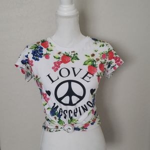Moschino❤ Love ✌Peace🍓 Berry Shirt Tee
